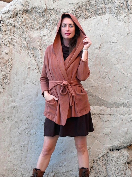 Gaia Conceptions Jackets & Blazers - ~Gaia Conceptions HOODED COCOON BELTED SHIRT JACKET Black Large~